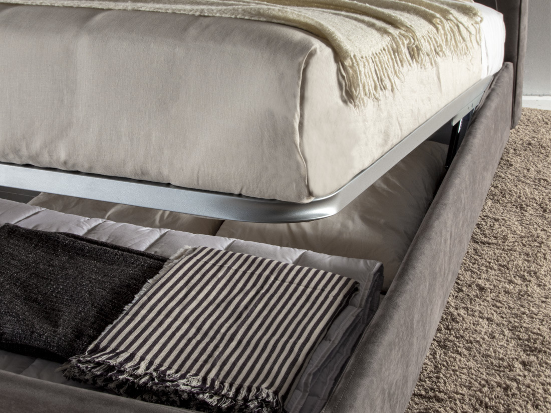 Funny upholstered double bed with storage box
